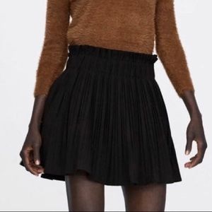 Zara Black Pleated Mini Skirt with Shorts Lining